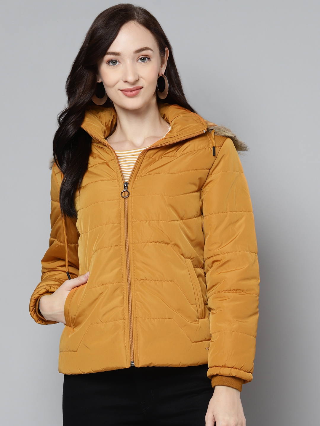 Buy Foreign Culture By Fort Collins Women Mustard Yellow Solid Parka Jacket Detachable Hood Jackets for Women 14457830 Myntra