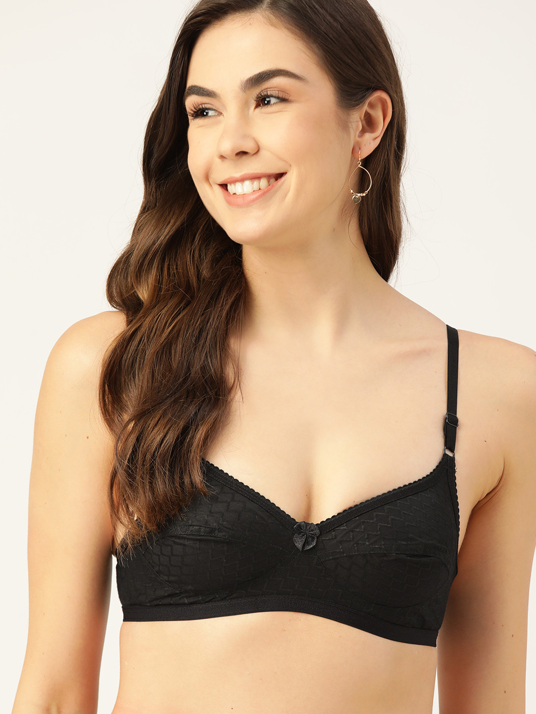 DressBerry Black Geometric Printed Medium Coverage Everyday Bra DRM-DIV-68