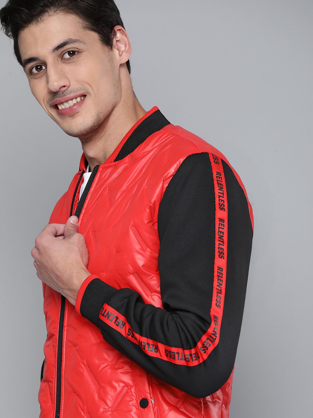 HERE&NOW Men Red & Black Padded Jacket