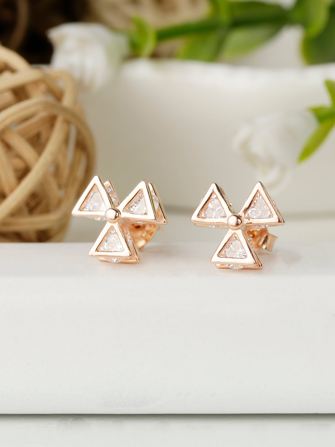 GIVA 925 Sterling Silver Rose Gold Plated Mini Windmill Earrings