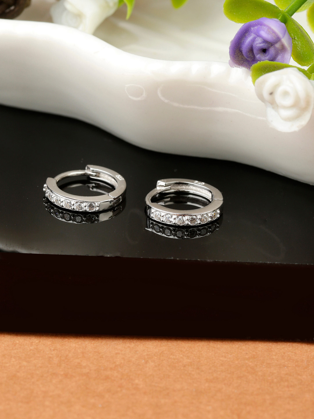 GIVA 925 Silver Zircon Shining Hoop Huggies Earrings
