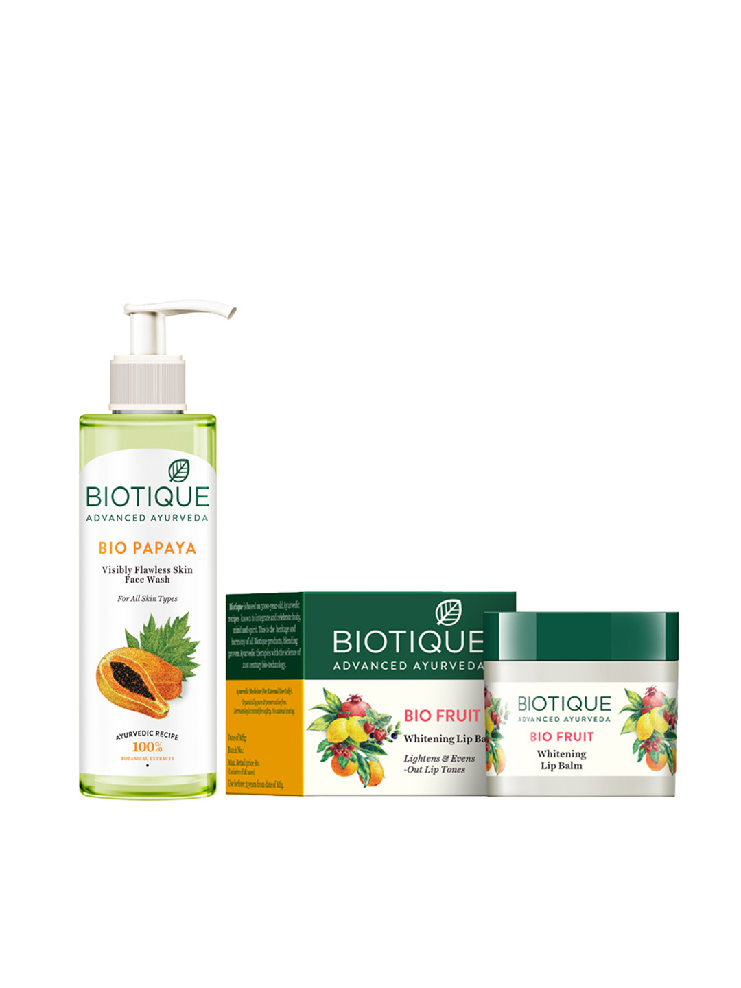 Biotique Set Of Bio Papaya Face Wash & Bio Fruit Lip Balm