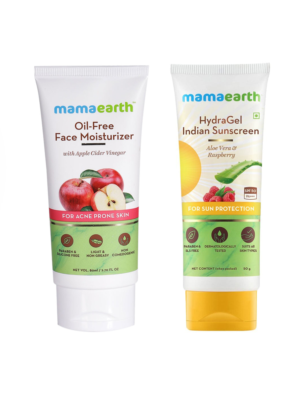 Mamaearth Unisex Set of Oil-Free Face Moisturizer & HydraGel Indian Sunscreen