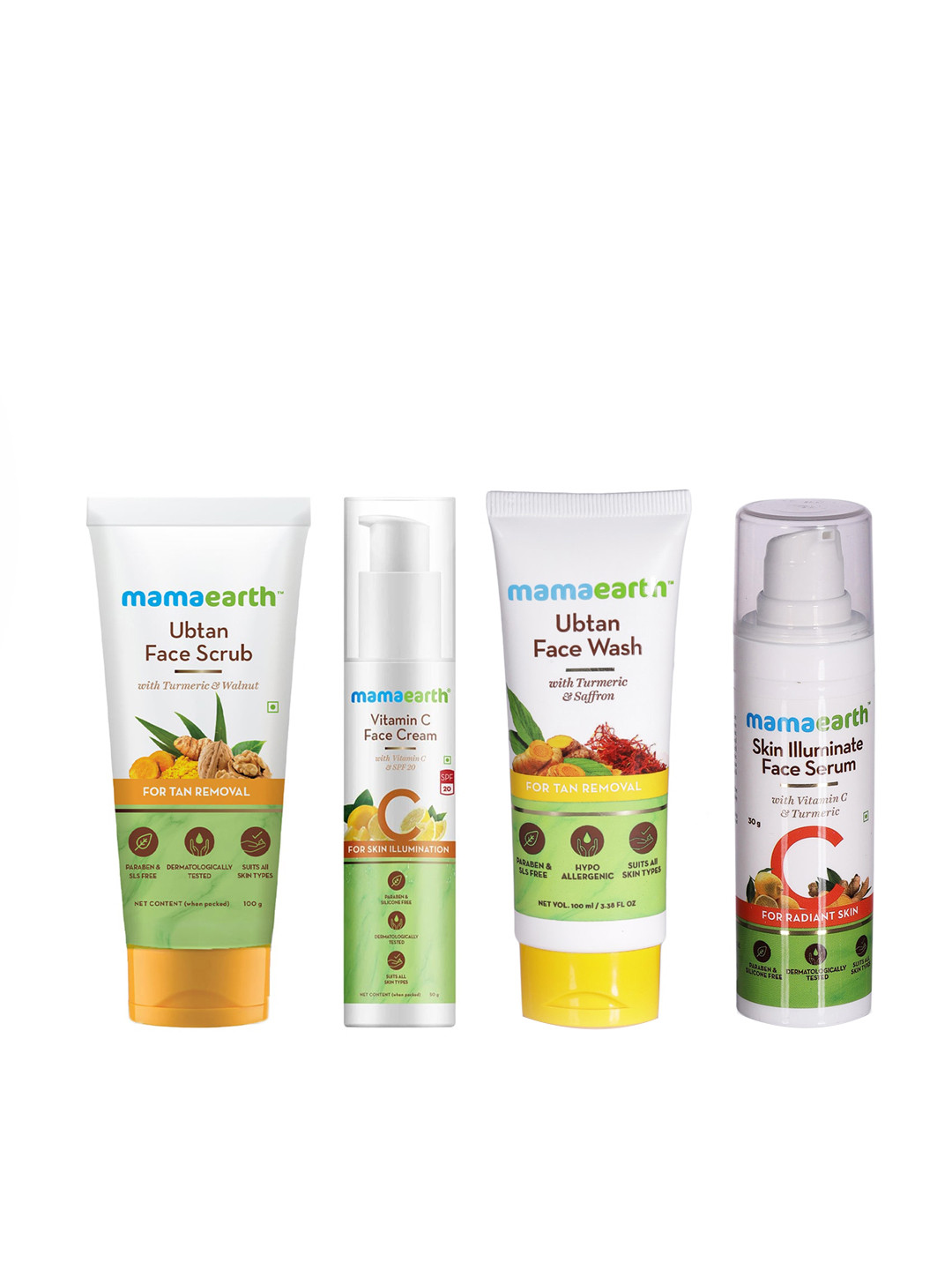 Mamaearth Unisex of Ubtan Face Scrub, Face Wash, Face Cream & Face Serum