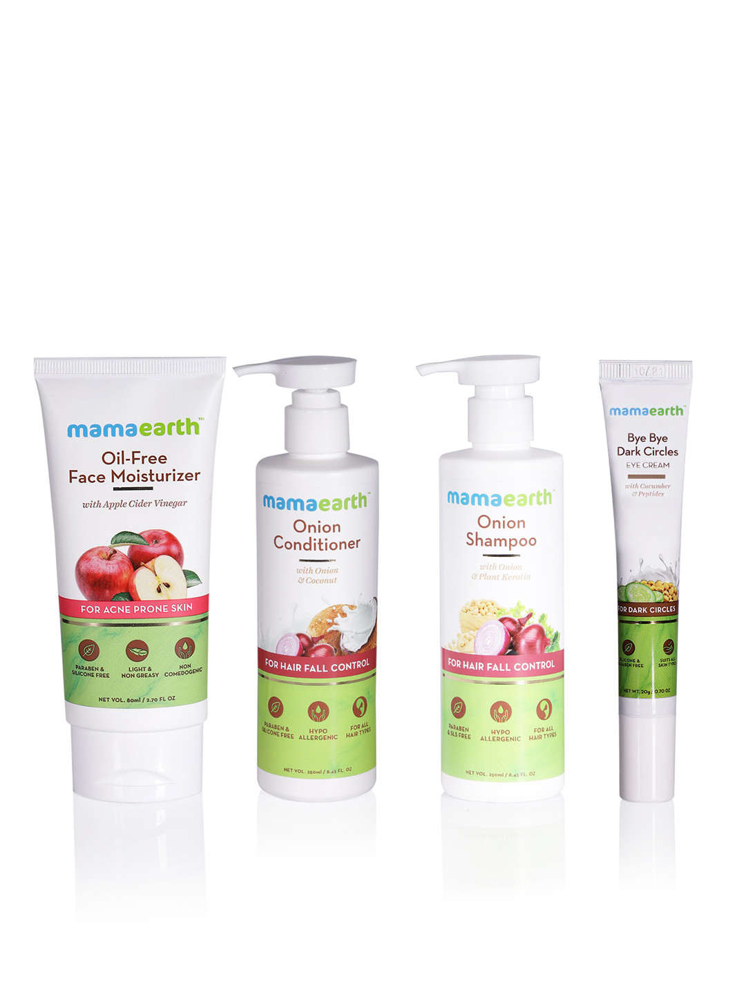 Mamaearth Sustainable Set Of Onion Shampoo - Conditioner - Moisturizer - Eye Cream