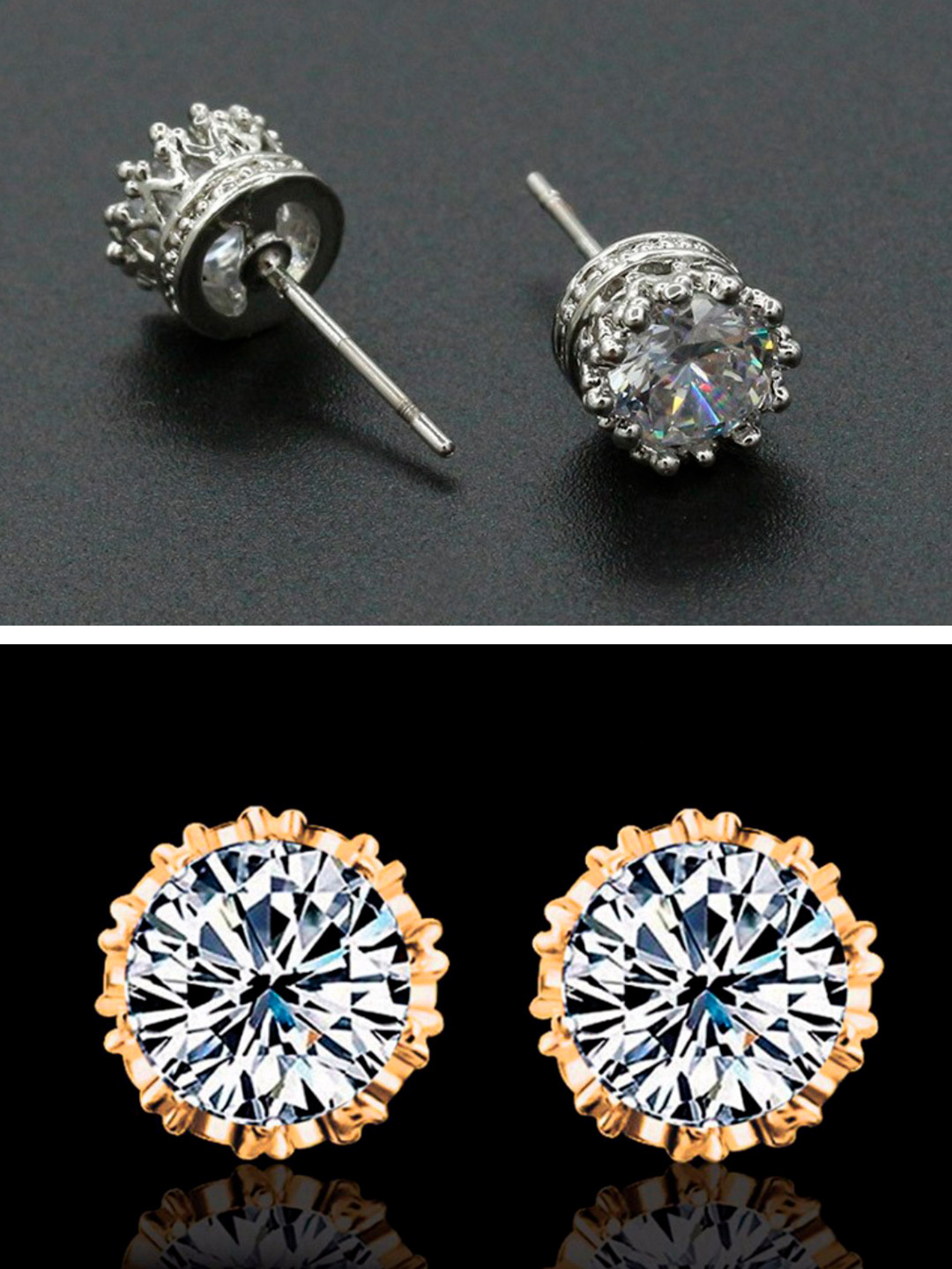 OOMPH Gold & Silver-Toned Circular Studs Earrings