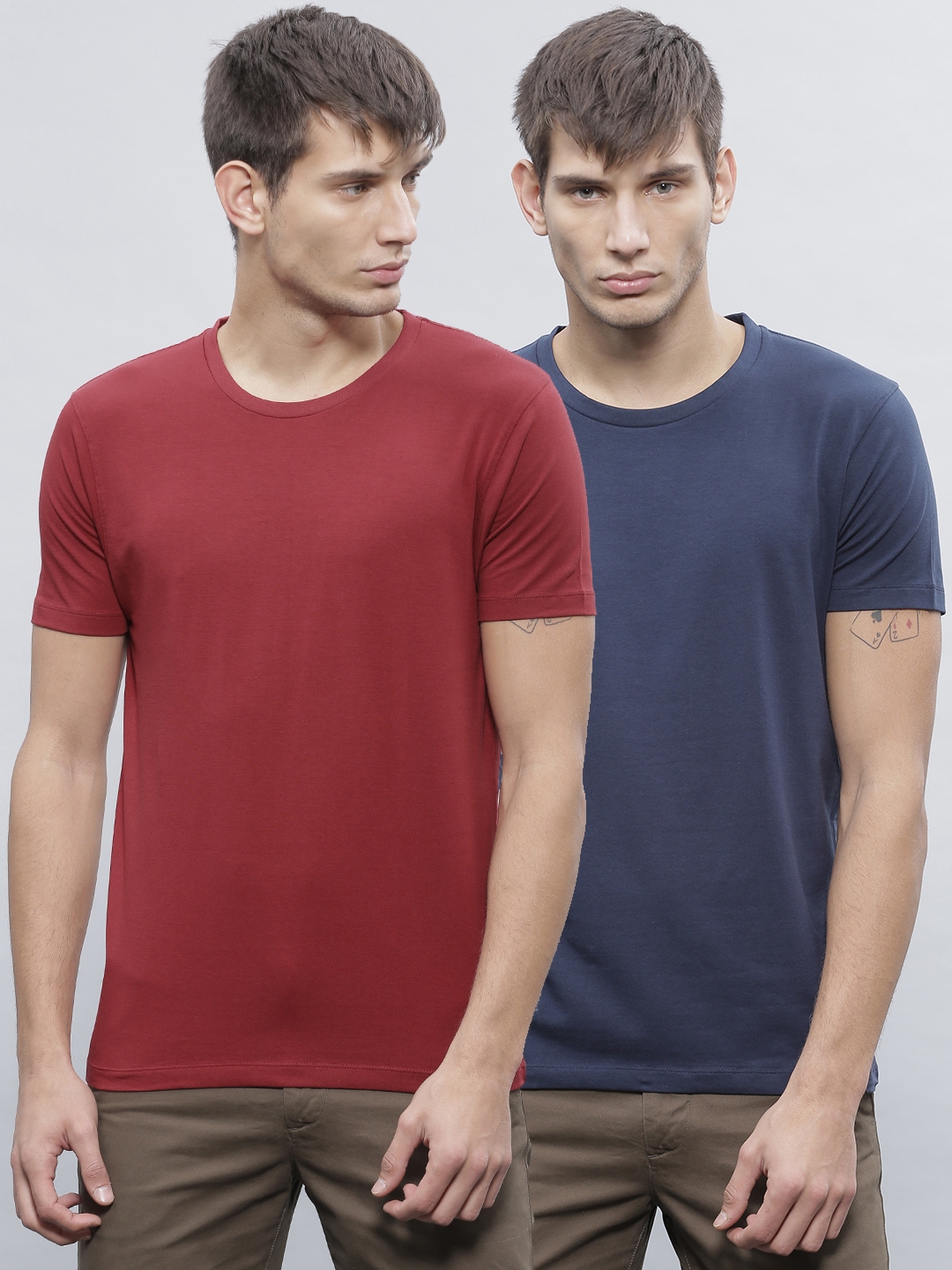 Buy Ether Pack Of 2 Cotton Lycra T - Tshirts for Men 1447501 Myntra