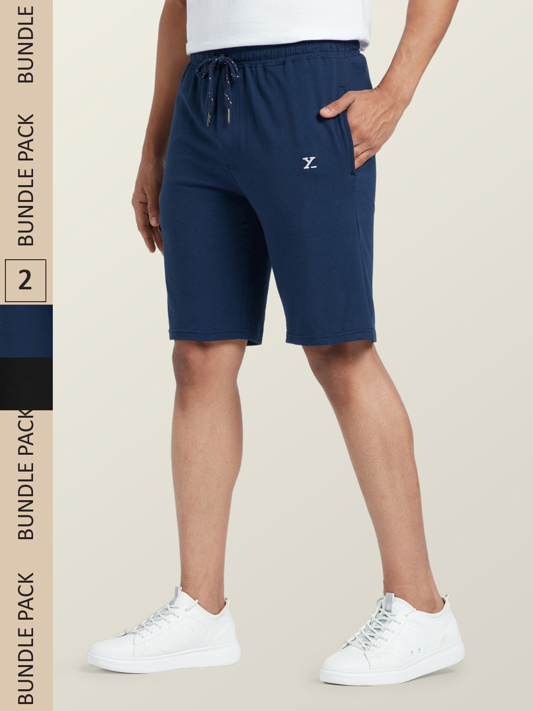 XYXX Set of 2 Men IntelliSmooth Solid Cotton Pace Shorts