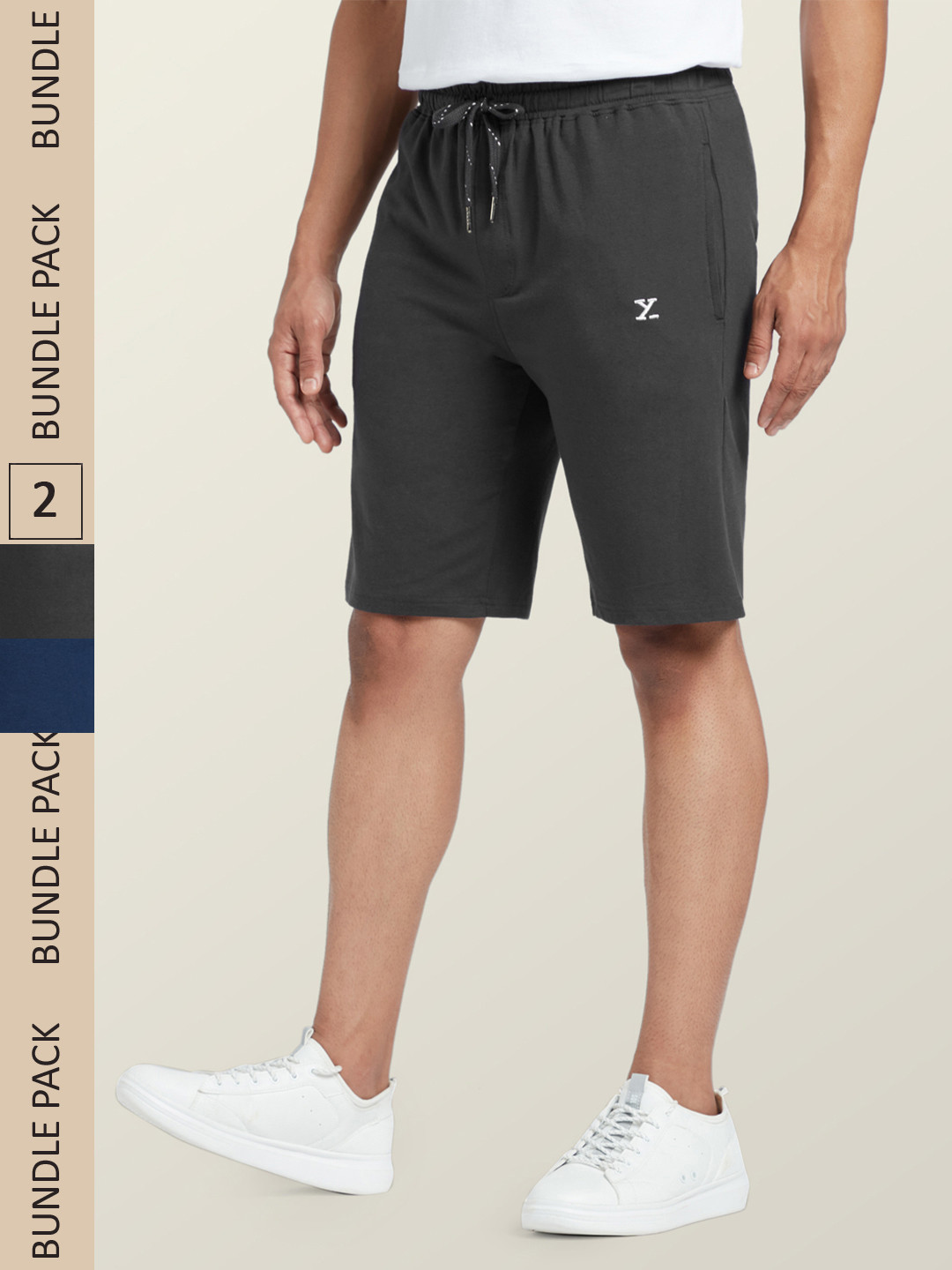 XYXX Set of 2 Men IntelliSmooth Solid Cotton Pace Shorts
