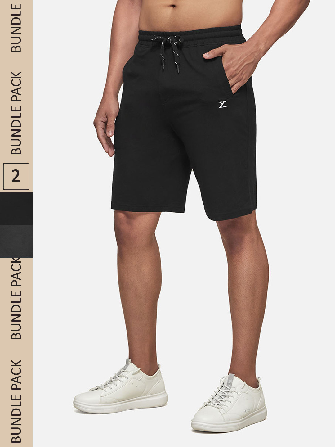 XYXX Set of 2 Men IntelliSmooth Solid Cotton Pace Shorts
