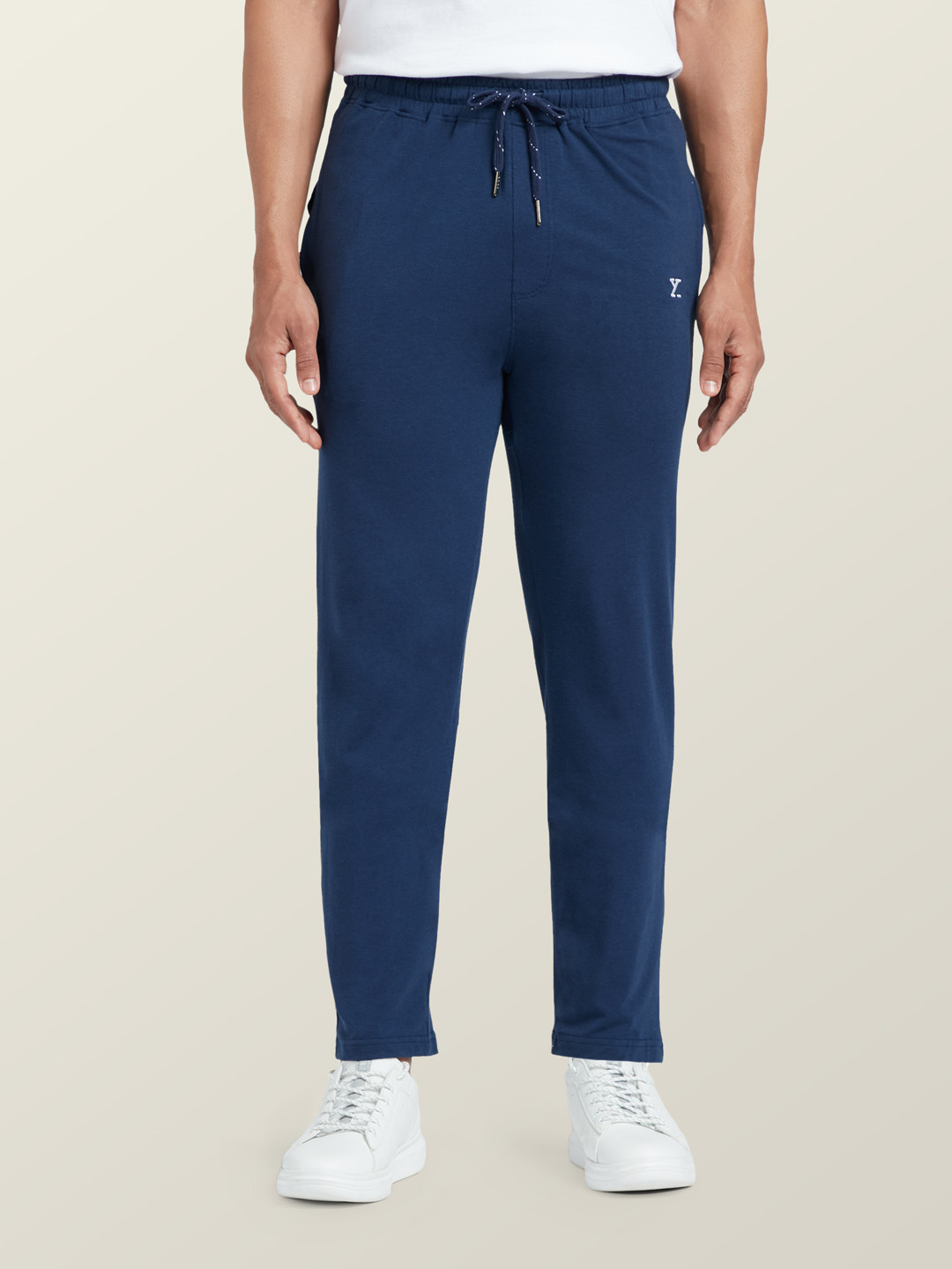 XYXX Men Blue Solid Antimicrobial Cotton Modal Casual Lounge Pant with Zipper Pocket