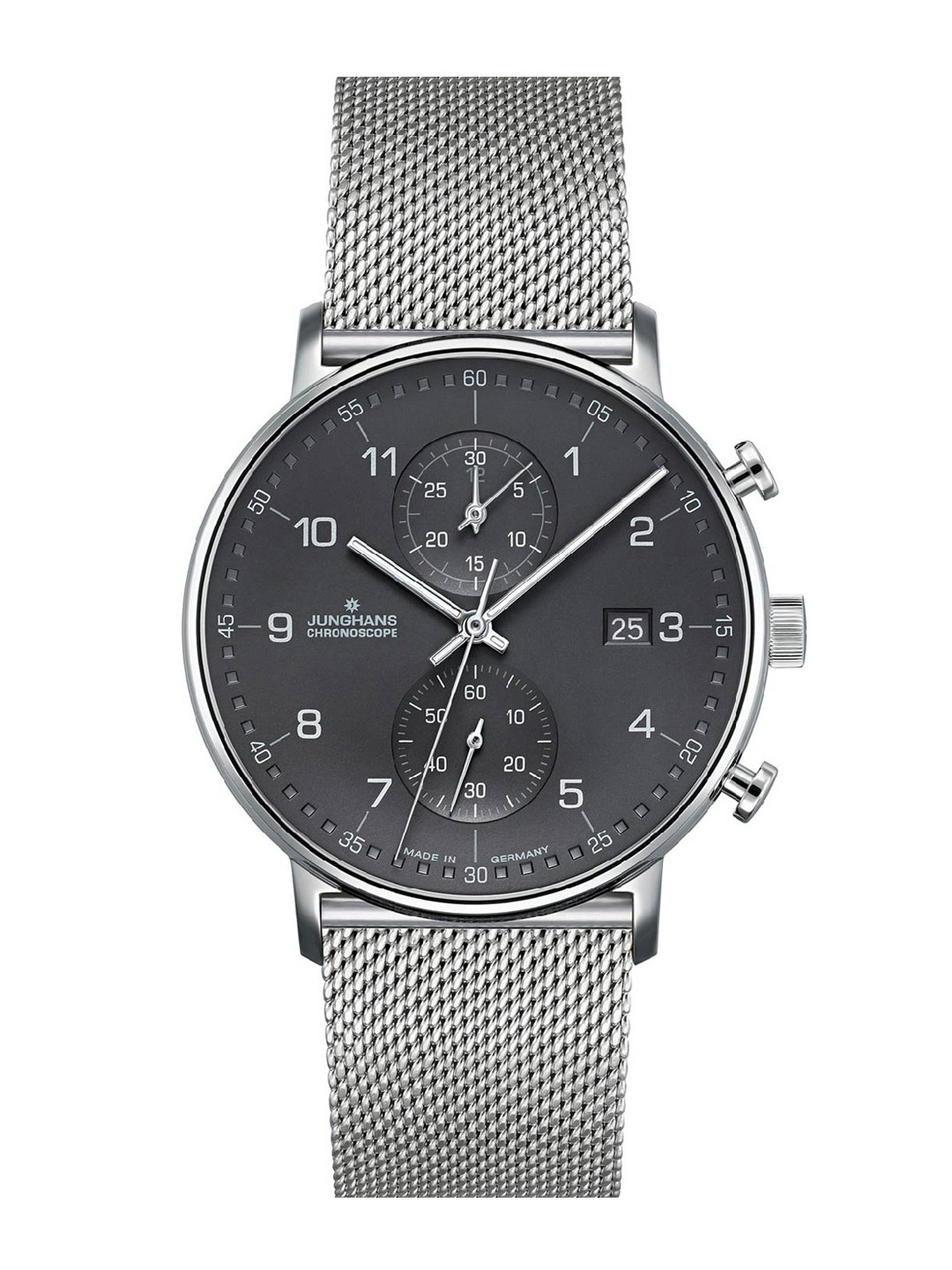 JUNGHANS Men Grey Dial & Silver Toned Stainless Steel Bracelet Style Straps Analogue Watch
