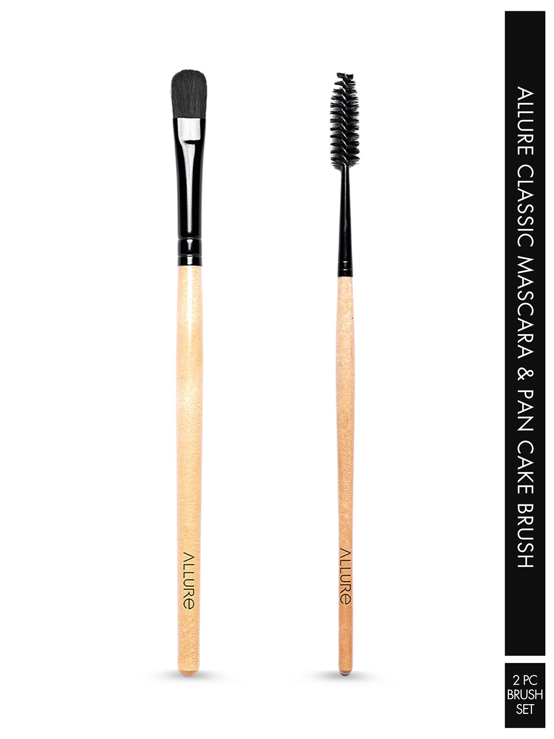 ALLURE Beige & Black Set Of 2 Classic Mascara Brush & Pan Cake Brush