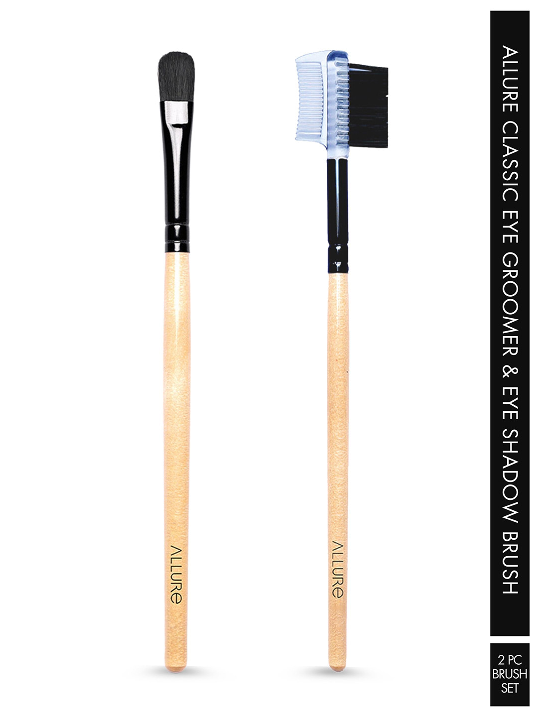 ALLURE Beige & Black Set of 2 CLassic Eye Groomer & Eye Shadow Brush