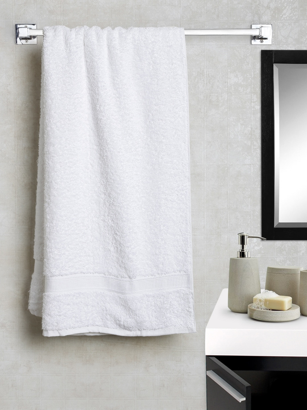 BOMBAY DYEING White Cotton 550 GSM Bath Towel