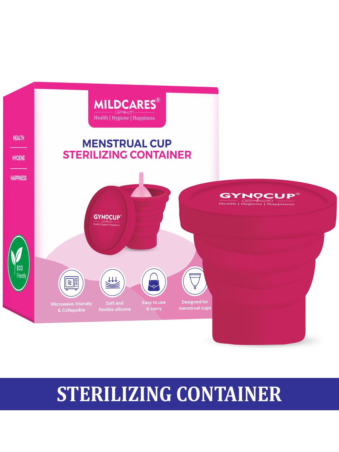 GYNOCUP Collapsible Microwave-Friendly Menstrual Cup Sterilizer To Kill 99% Germs