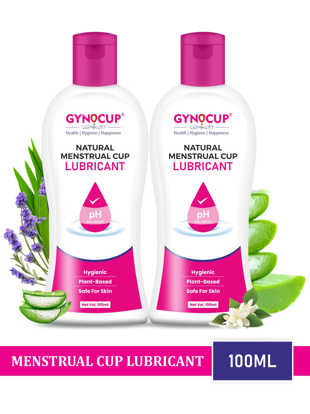 GYNOCUP Set of 2 Water Based & pH Balanced Hypoallergenic Menstrual Cup Lubricant