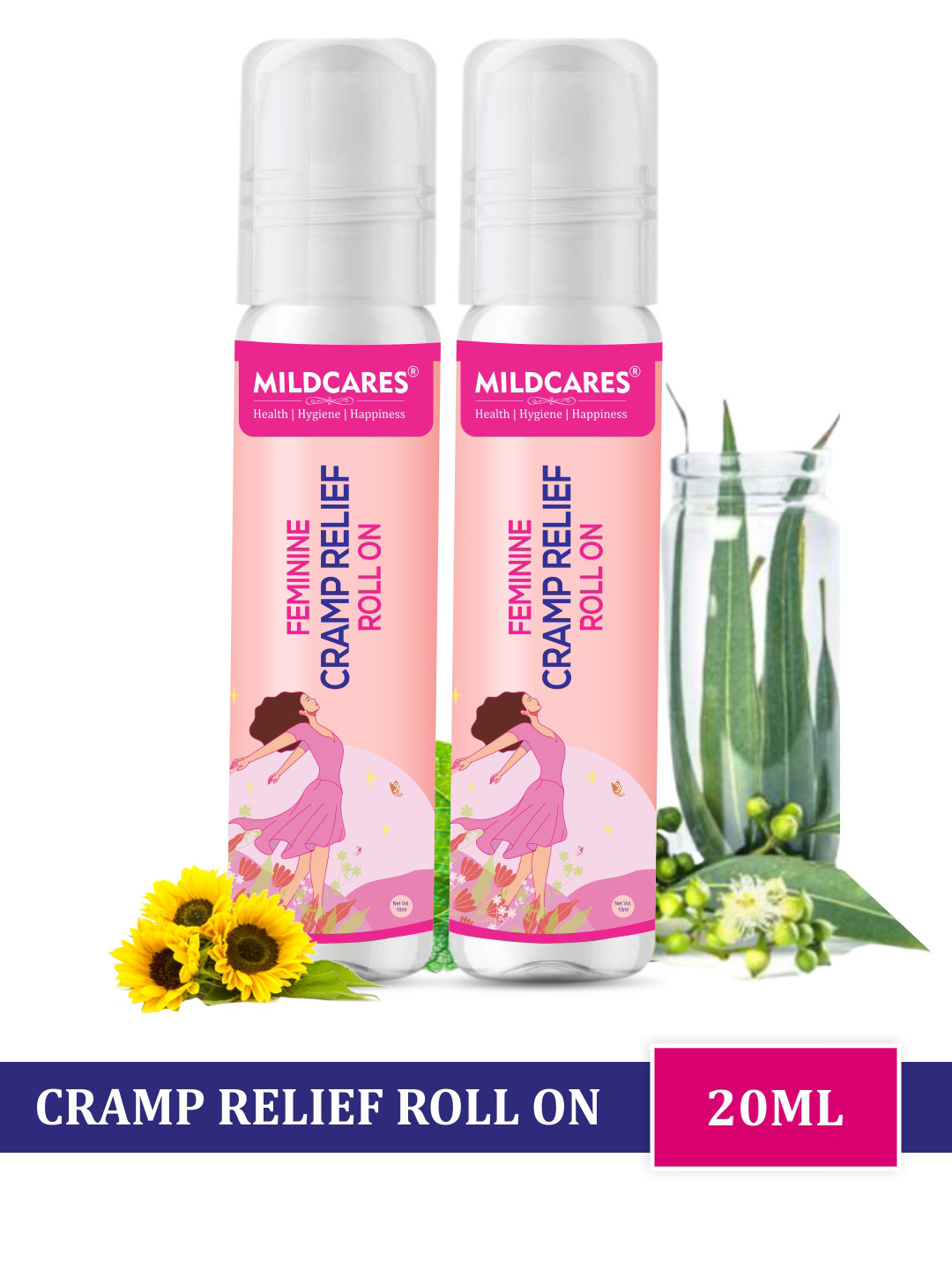 GYNOCUP Set of 2 Feminine Cramp Relief Roll-On All in One for Periods & Lower Back Pain