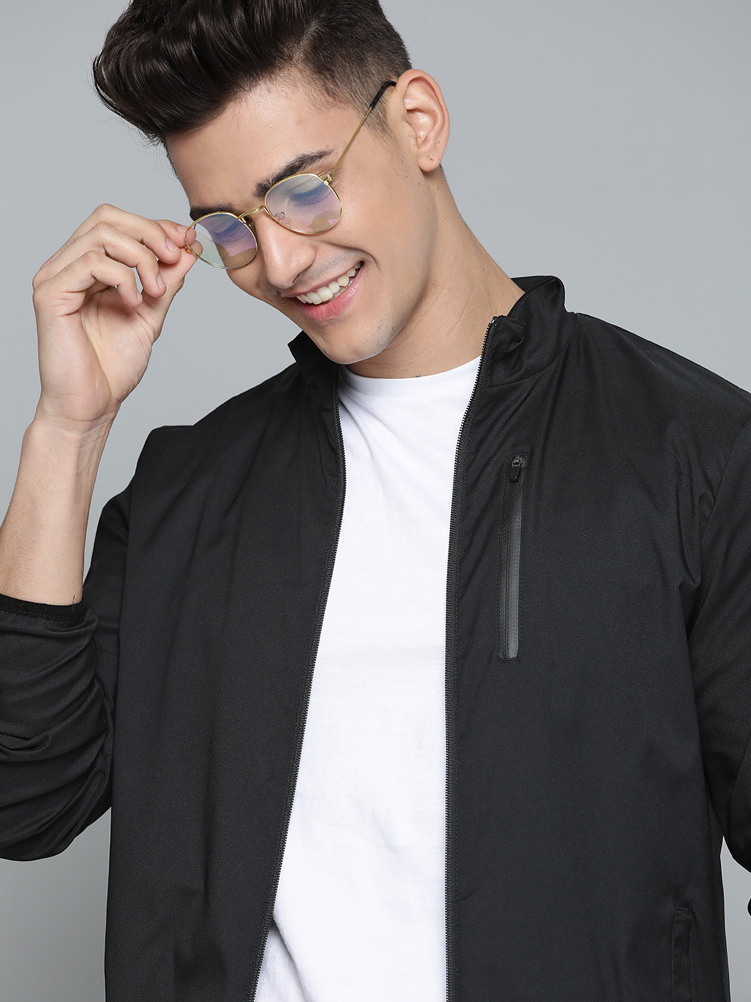 Mast & Harbour Men Black Bomber Jacket