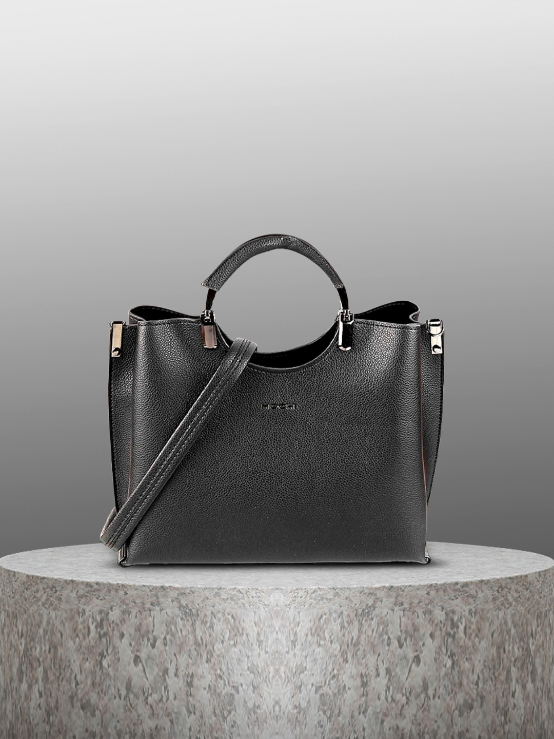 Mochi Black PU Shopper Tote Bag