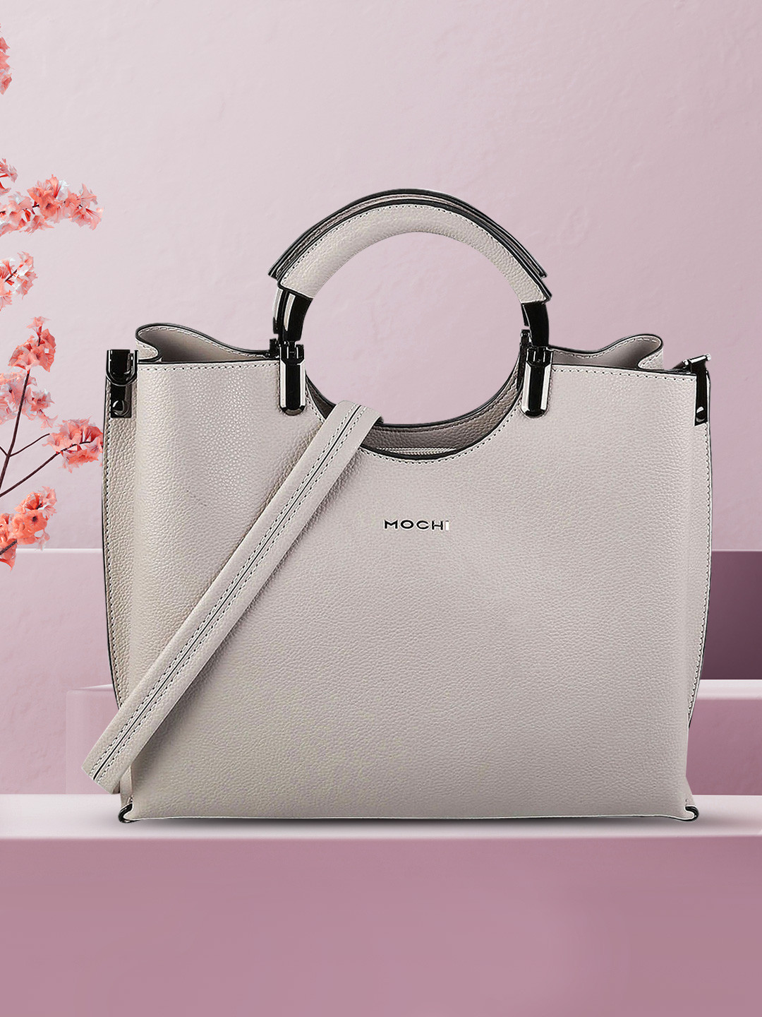 Mochi Beige Structured Handheld Bag