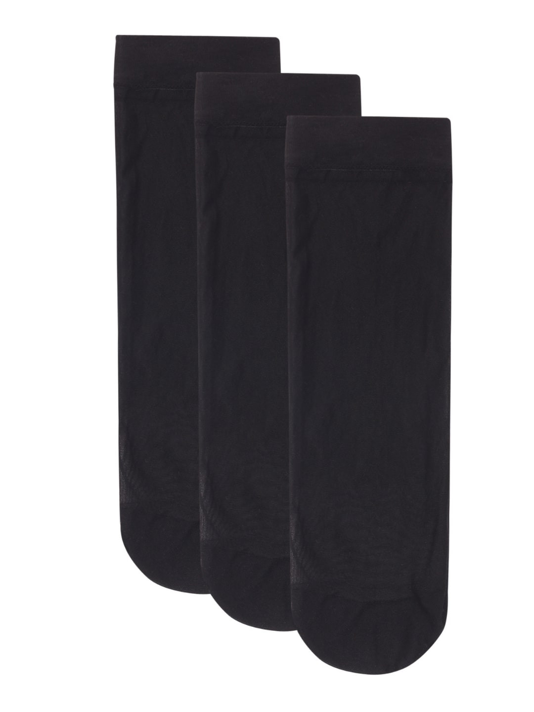 N2S NEXT2SKIN Ladies Pack of 3 Black Solid  Ankle Length  Socks