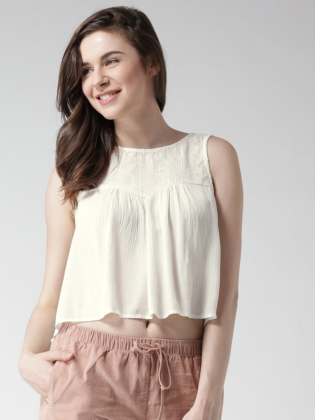 Buy FOREVER 21 Women White Lace Crop Top - Tops for Women 1450684