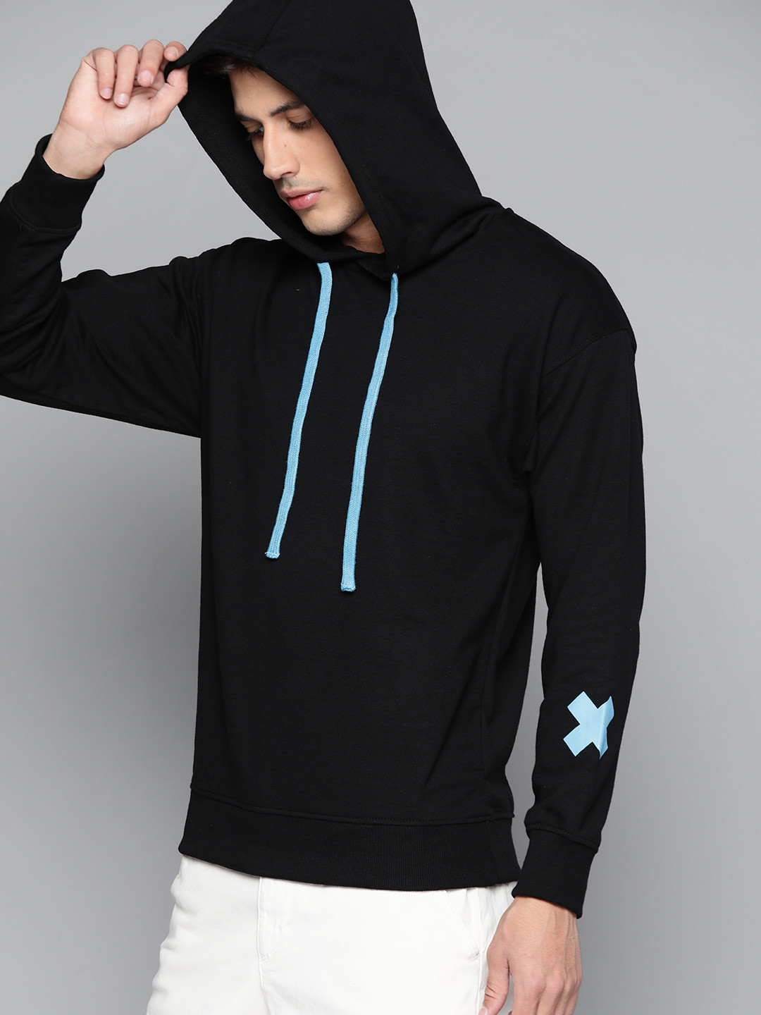 Kook N Keech Marvel Men Black & Blue Spider-Man Printed Hooded Sweatshirt