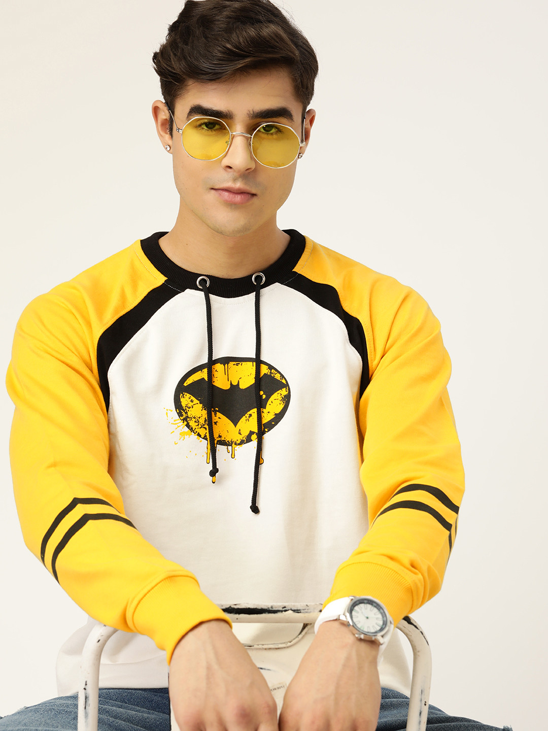 Kook N Keech Batman Men White Printed Sweatshirt