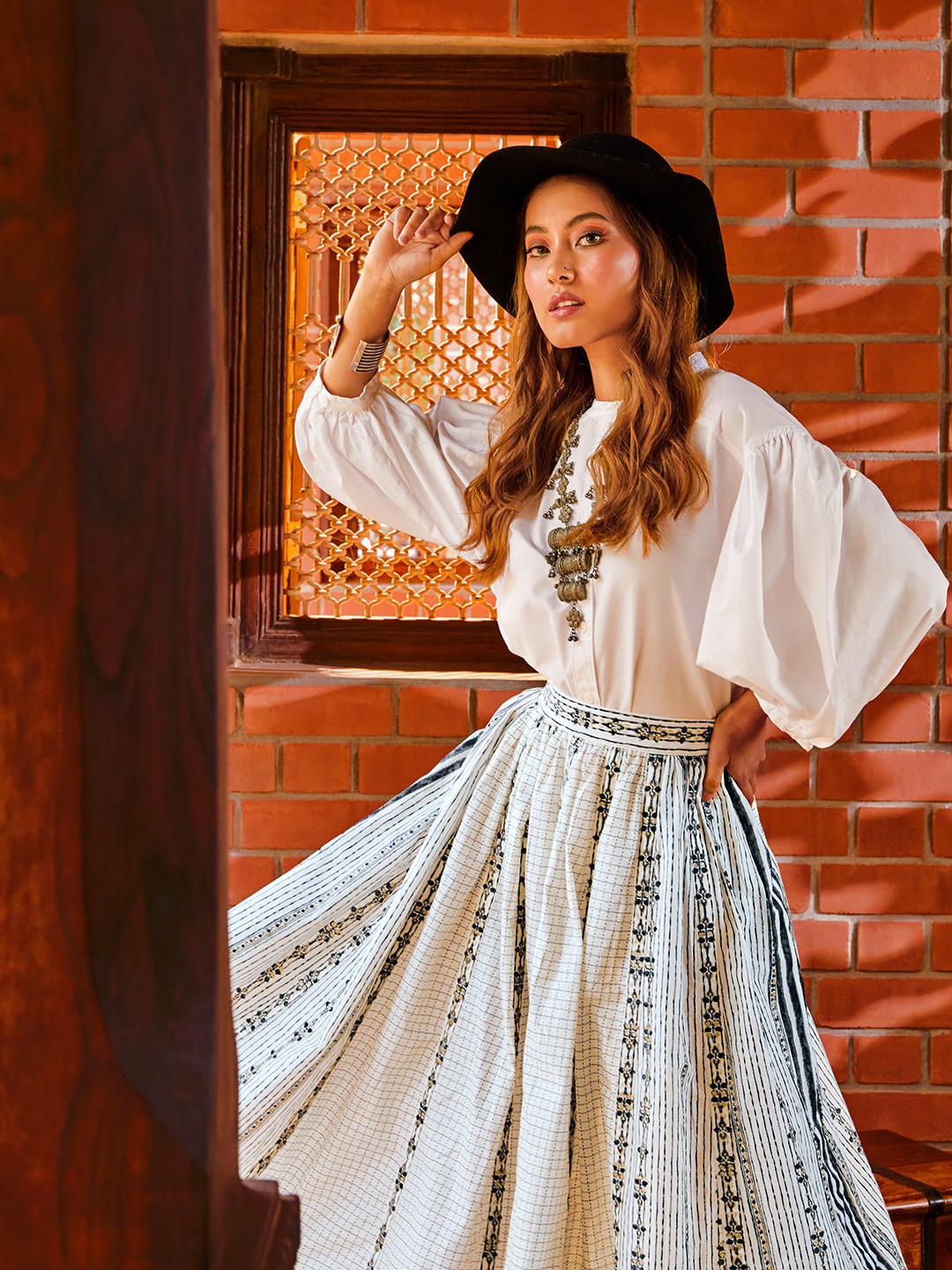 W Flared Cotton Skirt