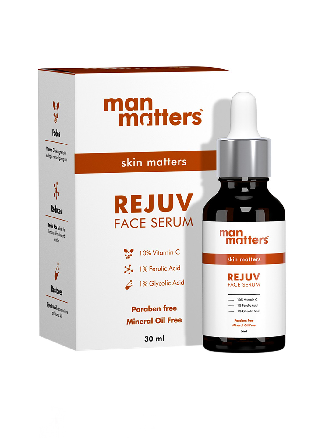 Man Matters Face Serum with 10% Niacinamide and 1% Ferulic Acid for Glowing Skin 30 ml