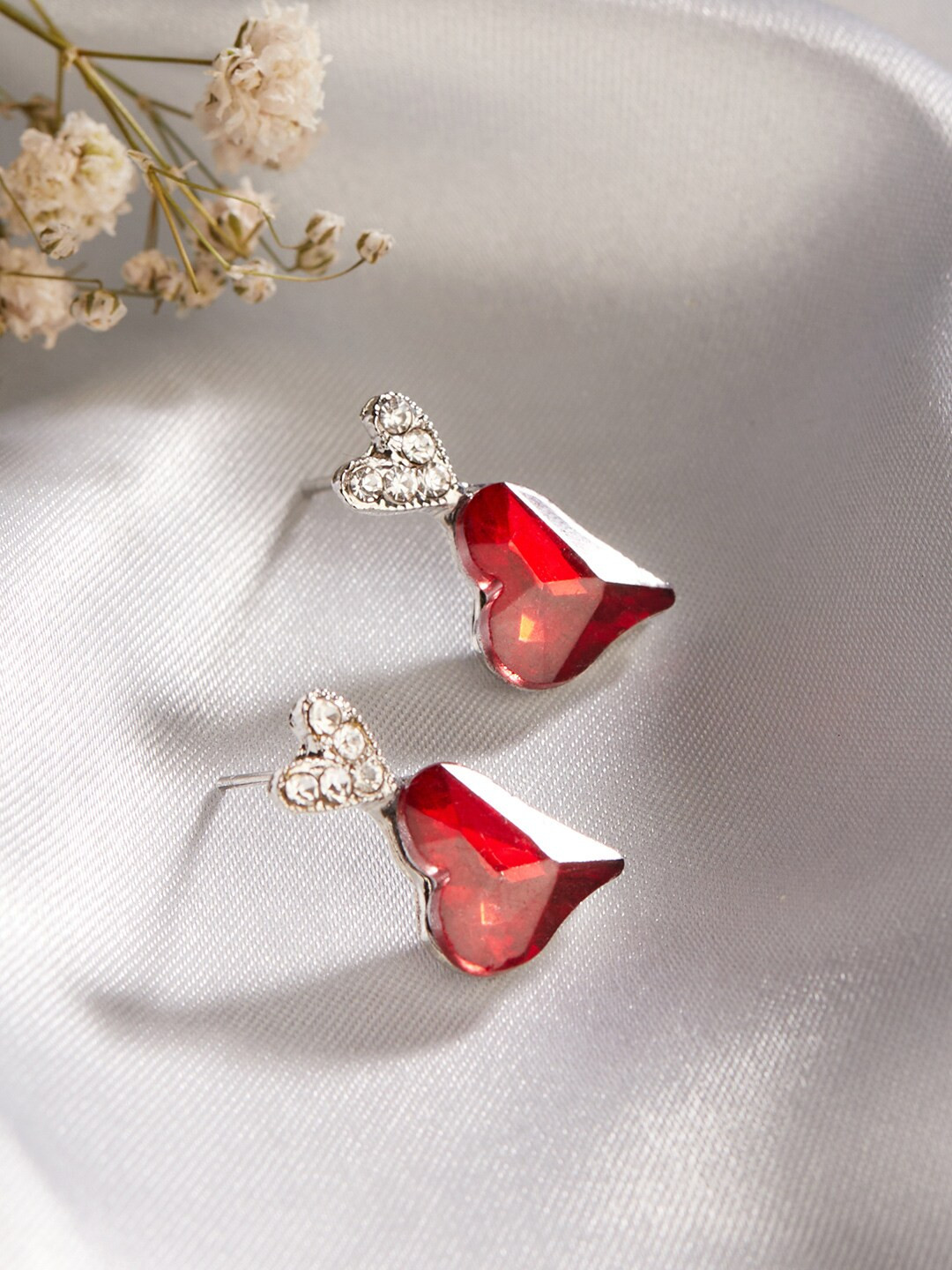 TOKYO TALKIES X rubans FASHION ACCESSORIES Silver Heart Shaped Drop Earrings