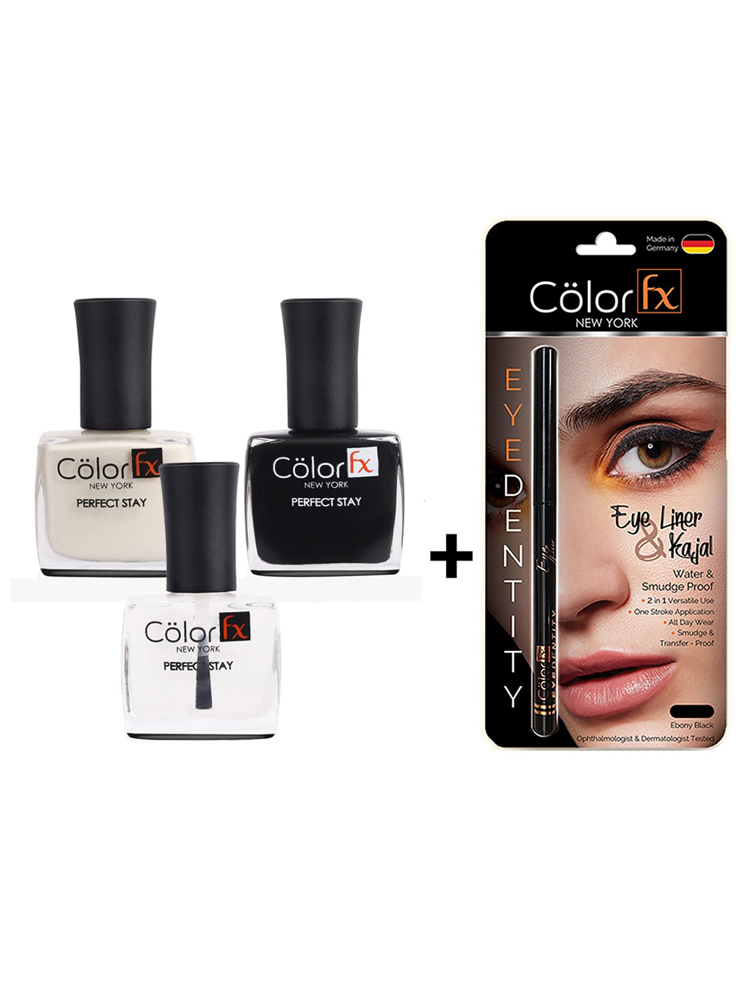 Color Fx Set Of 4 Non-Toxic Nail Polish & Kajal & Eyeliner