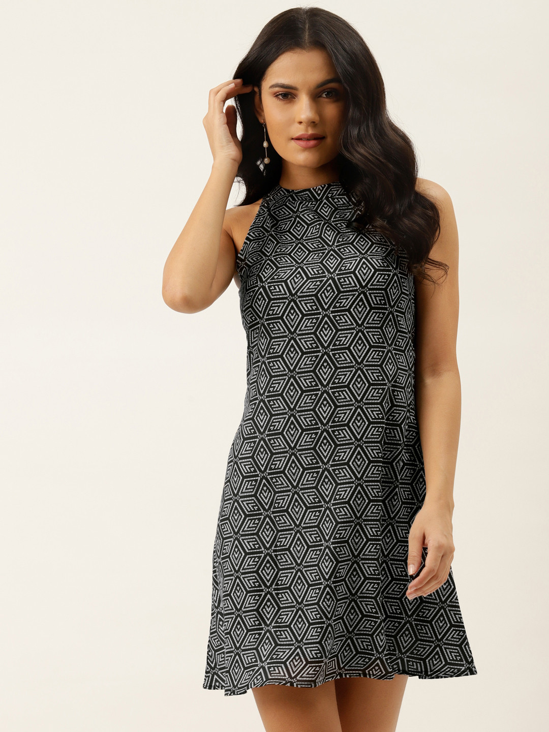 MELOSO Black & White A-Line Dress