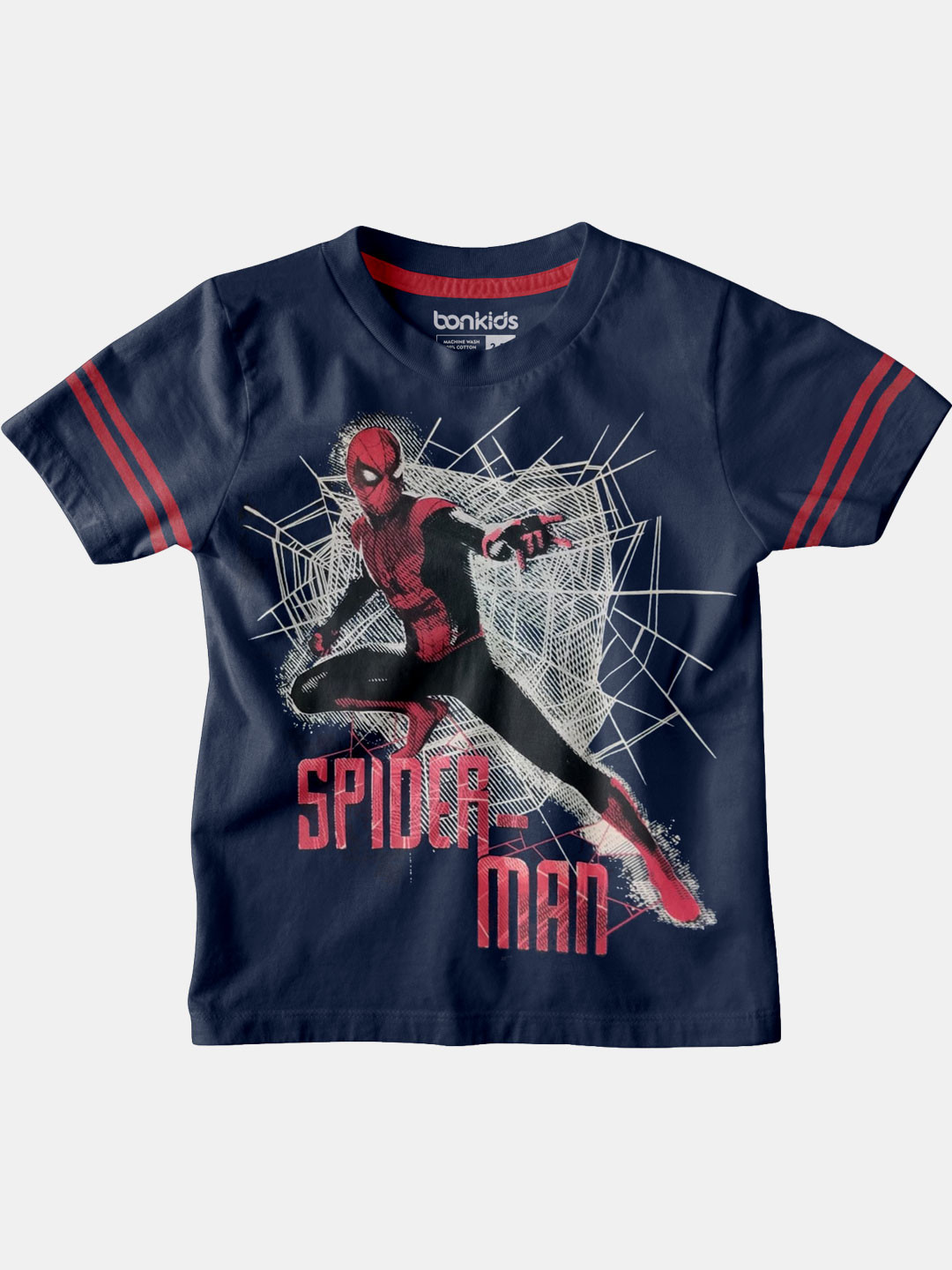 BONKIDS Boys Blue Spiderman Printed Slim Fit T-shirt