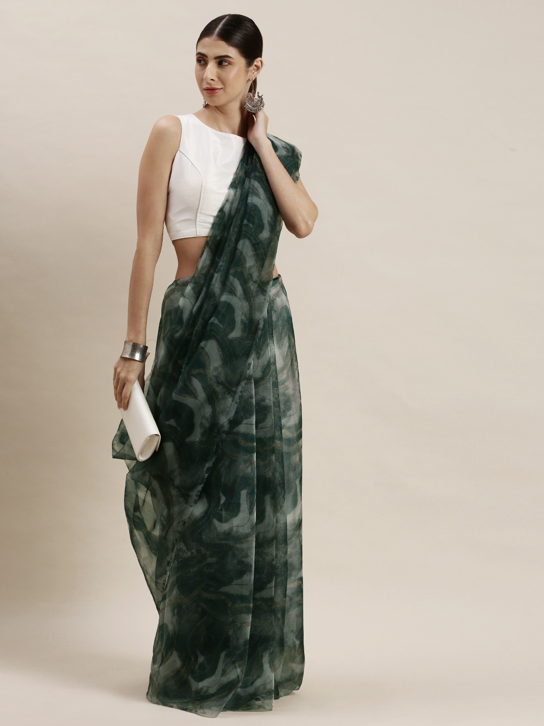 Mitera Green Organza Saree