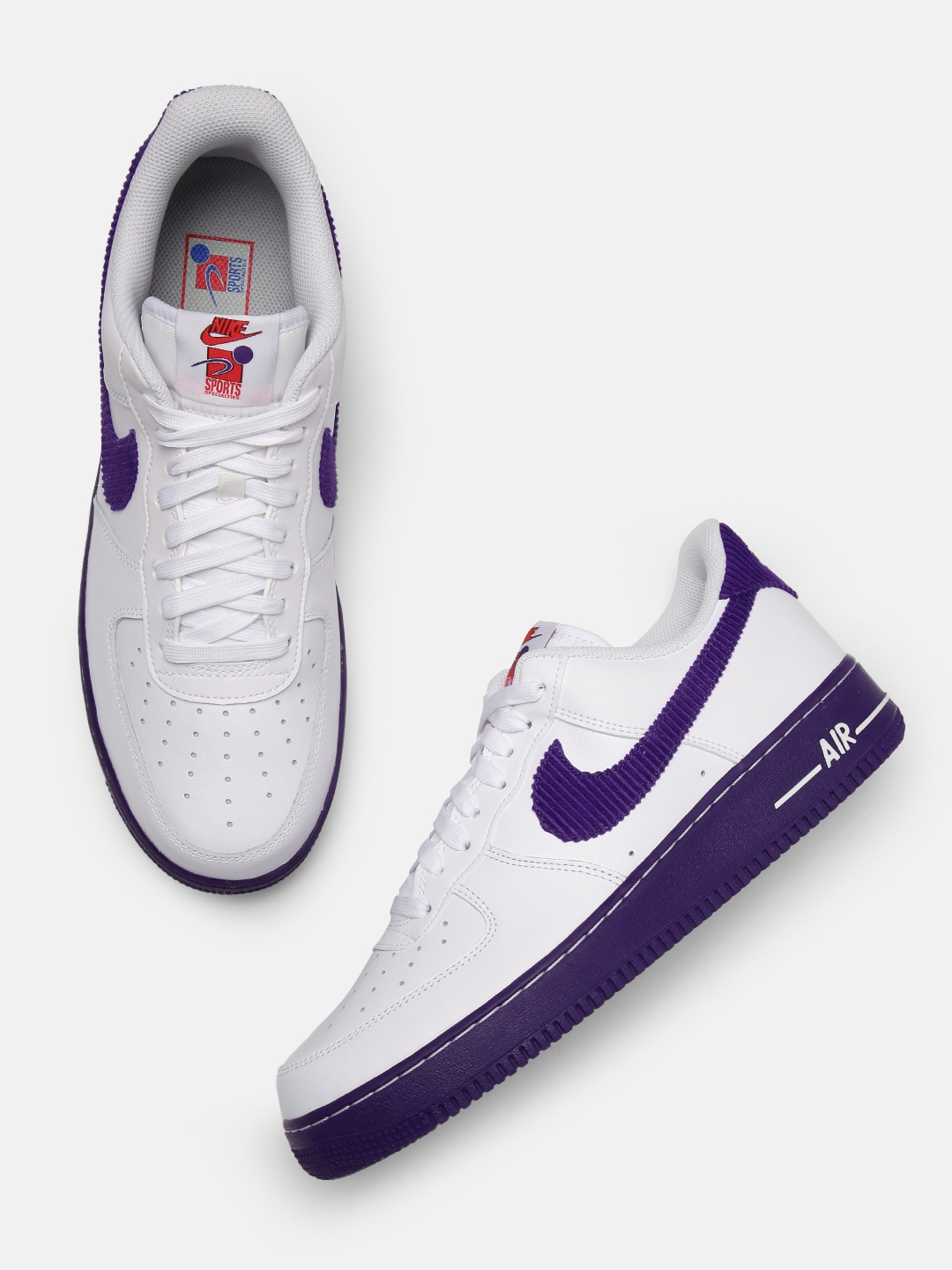 Buy Nike Men White Purple Air Force 1 07 LV8 EMB Sneakers with Extra Laces Casual Shoes for Men 14528056 Myntra