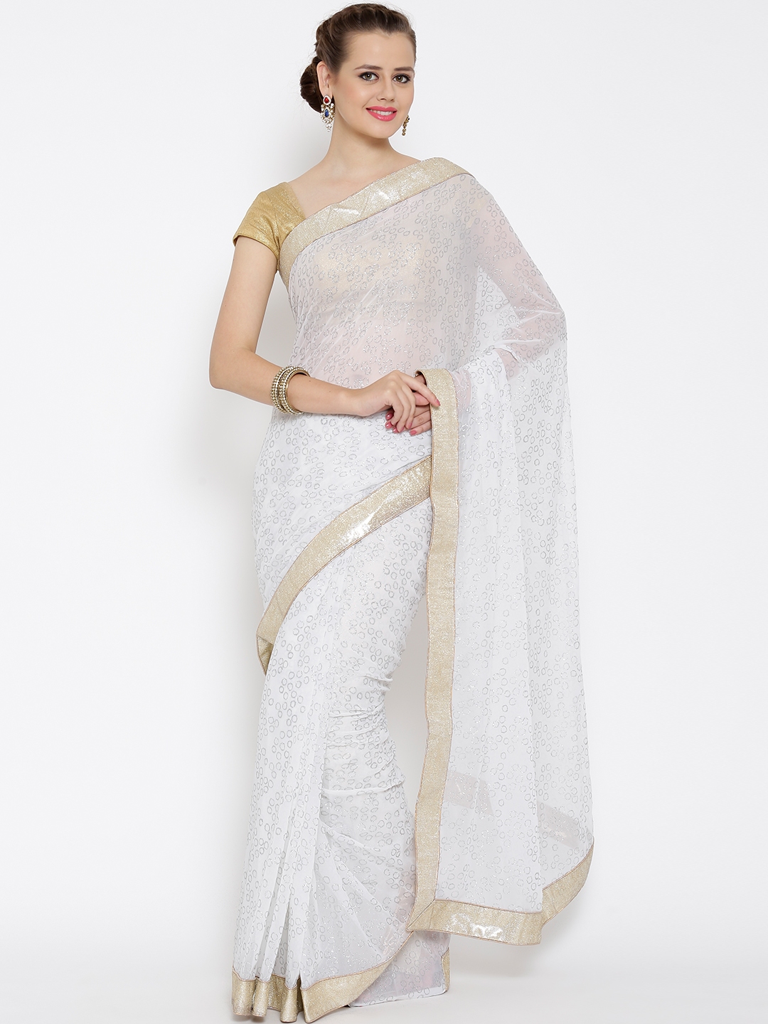 Myntra 2024 white saree