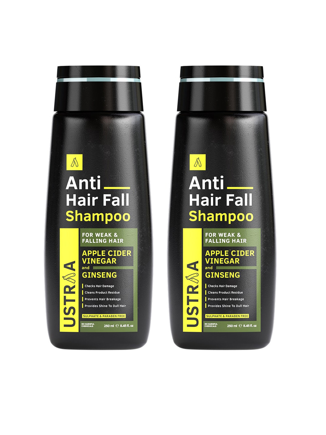 Ustraa Men Set of 2 Anti Hair Fall Shampoo Infused with Apple Cider Vinegar & Ginseng
