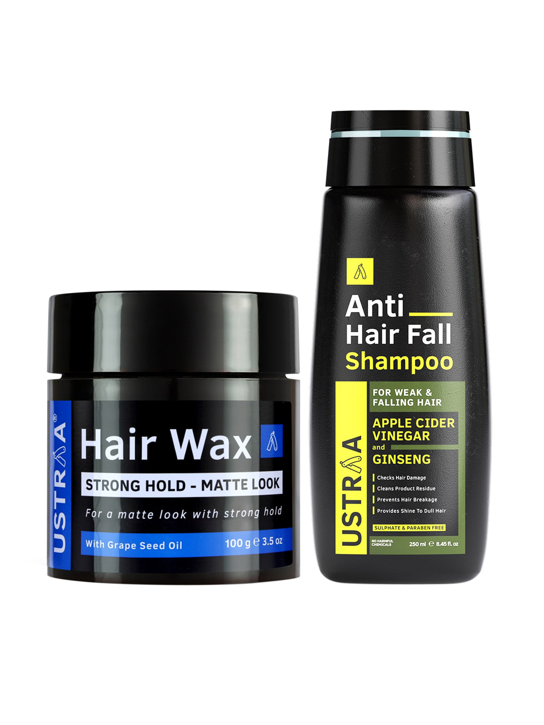 Ustraa Men Set of Apple Cider Vinegar Shampoo with Strong Hold & Matt Look Hair Wax