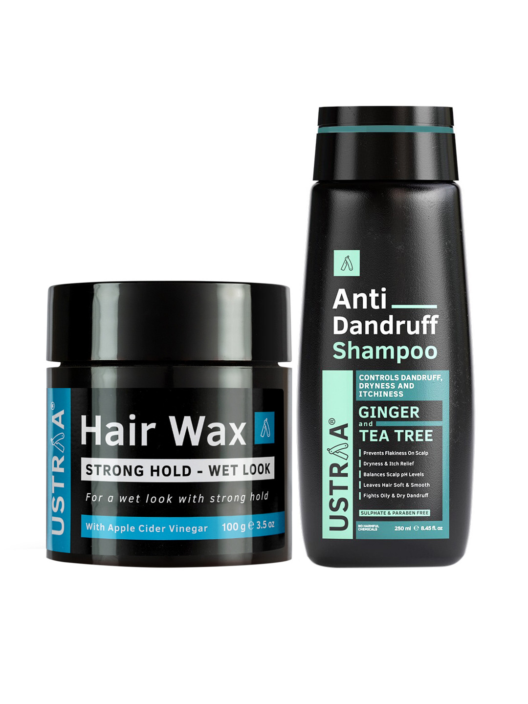 Ustraa Men Set of Apple Cider Vinegar Shampoo & Strong Hold & Matt Look Hair Wax