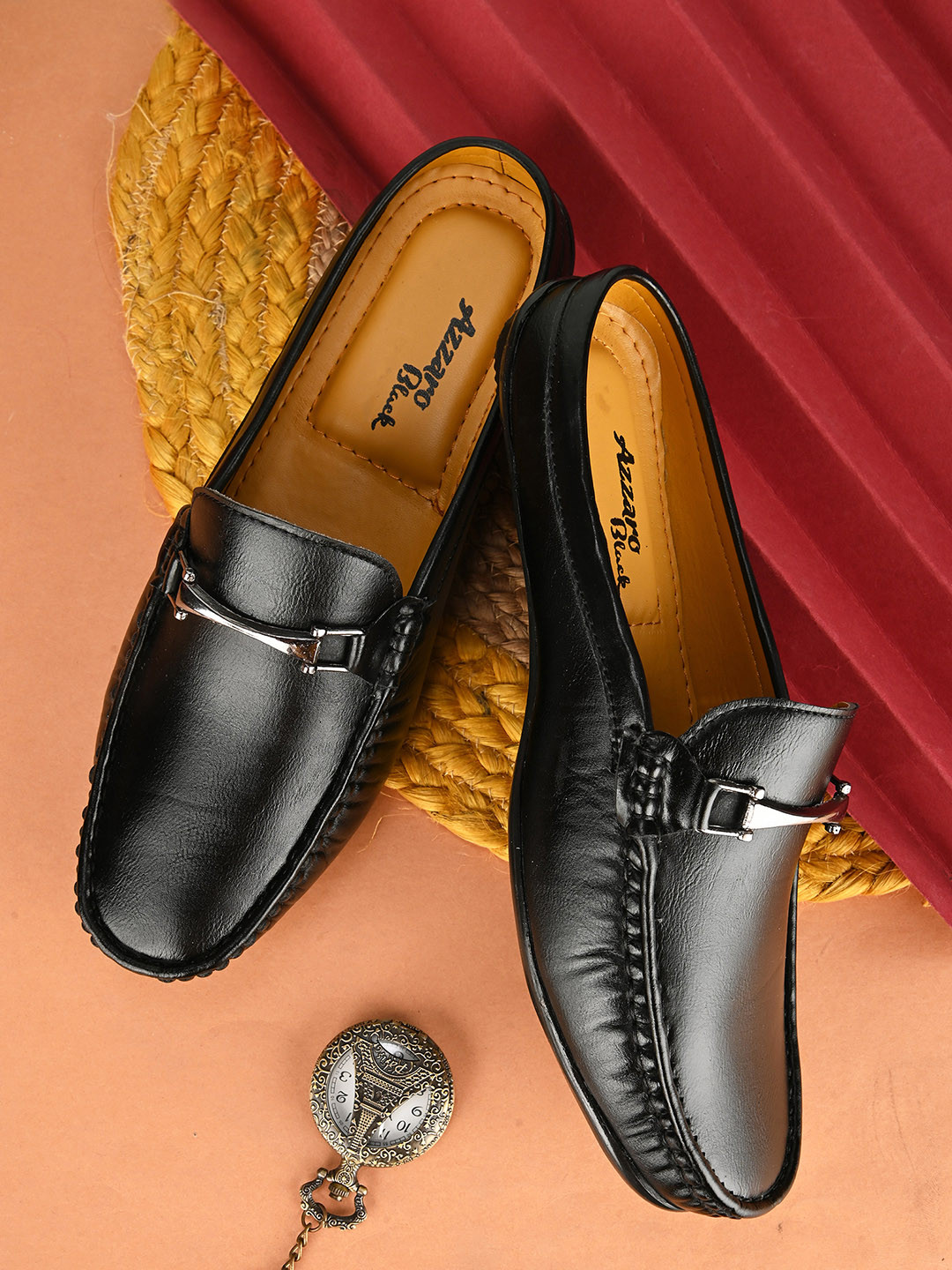 Azzaro Black Men Black Loafers