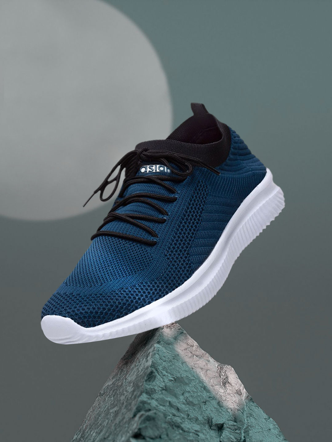 ASIAN Men Turquoise Blue Mesh Knitted Running Sports Shoes