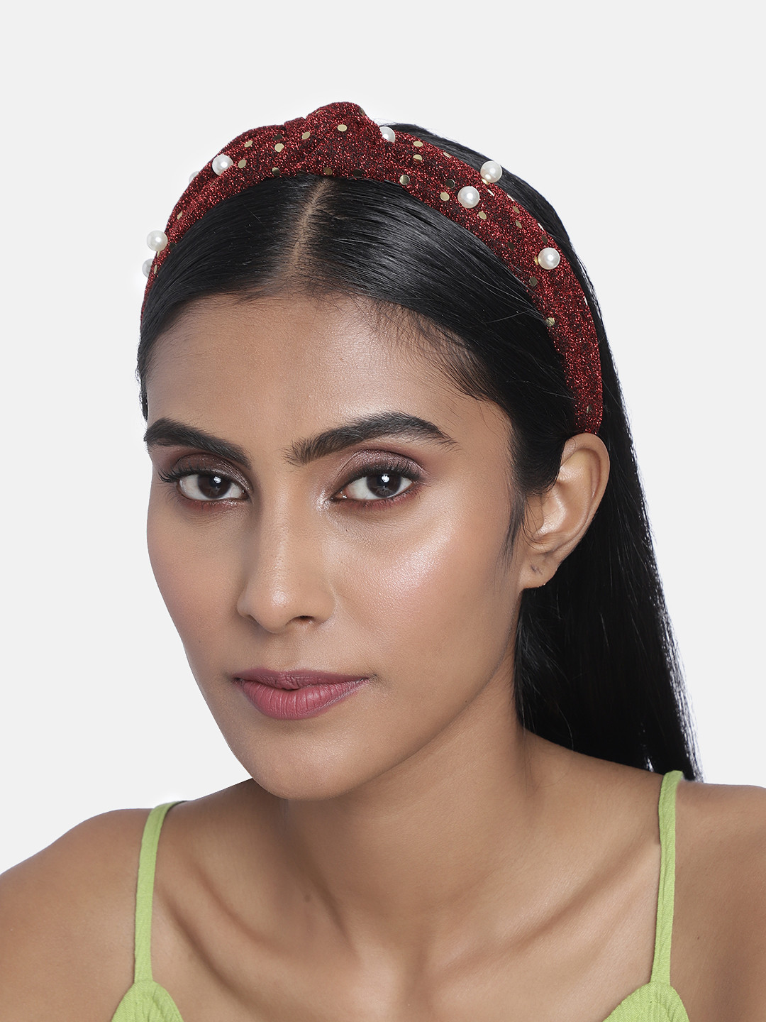 LAIDA Red Bead and Sequin Embellished Hairband