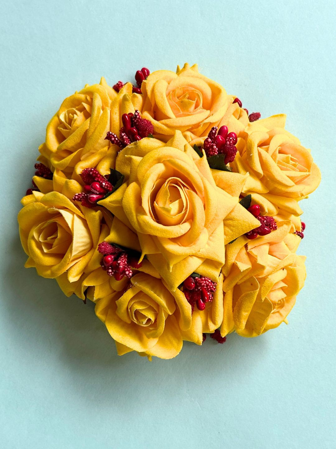 LAIDA Women Yellow Embellished Floral Hair Bun Cover