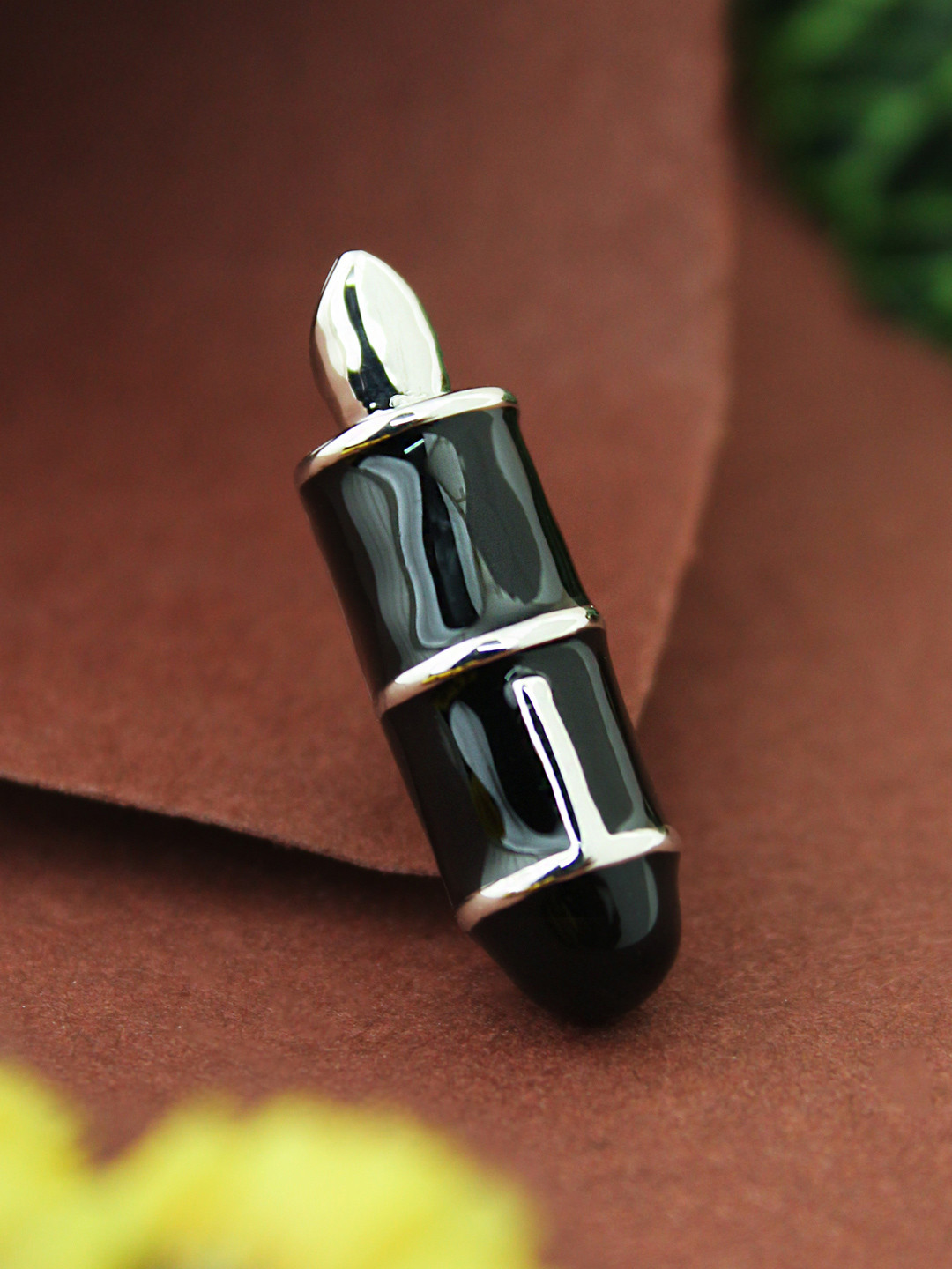 PELUCHE Silver-Toned & Black Writer's Obsession Lapel Pin