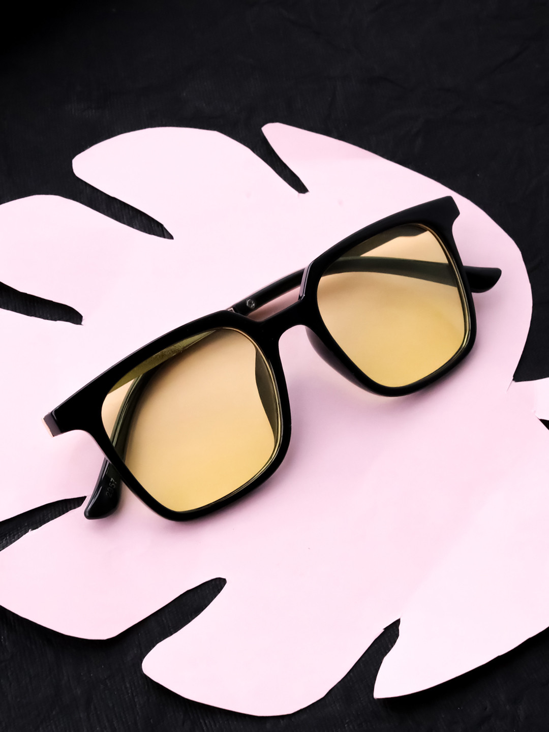 Spiky Unisex Kids Yellow Lens & Black Square Sunglass - 2957_BLK_YLW