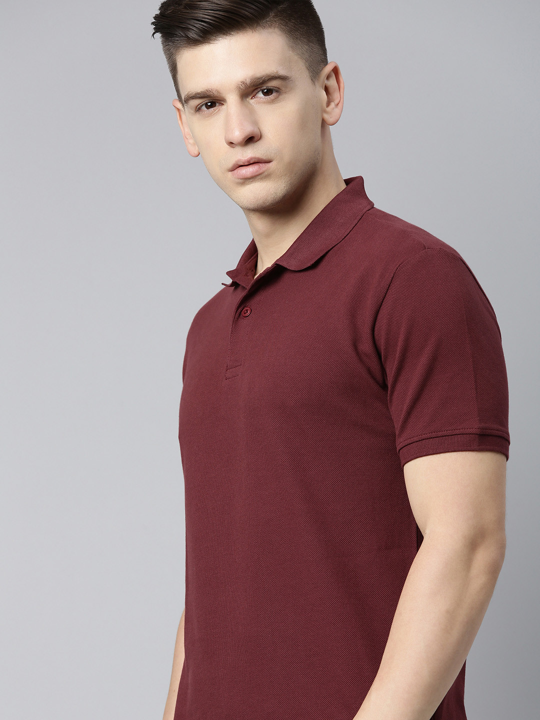 Mast  Harbour Men Burgundy Polo Collar Cotton T-shirt