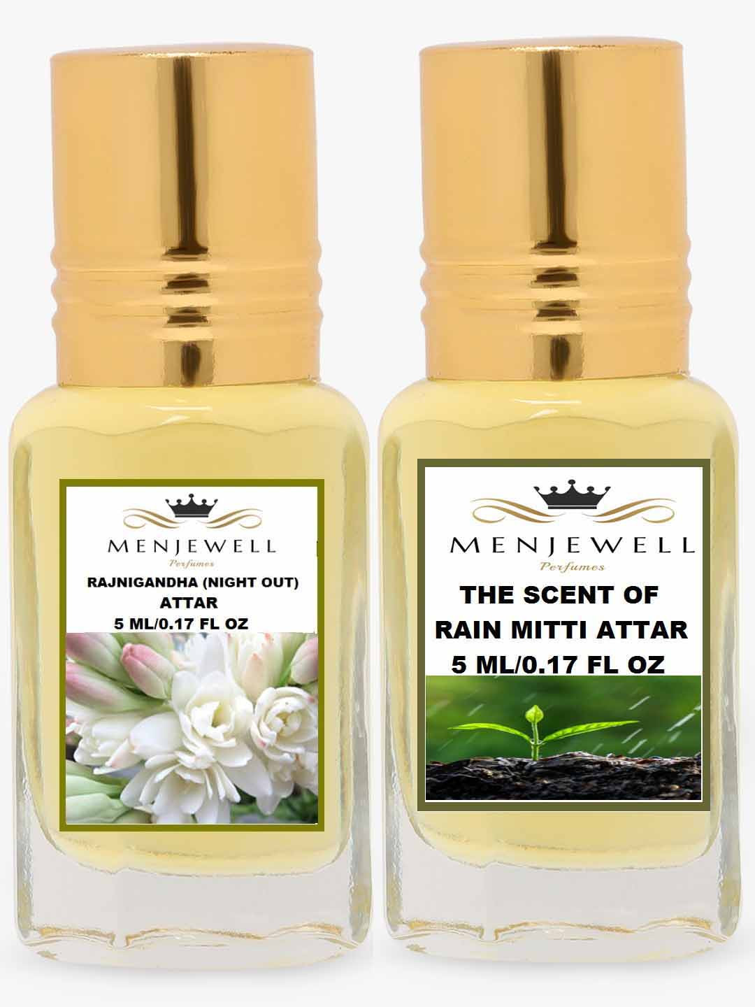 Menjewell Pack of 2 Rajnigandha The Scent of Rain Mitti Attar 10 ml