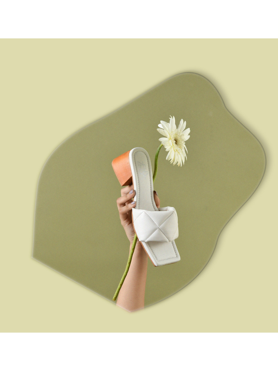 Zebba White Textured Block Heel Sandals